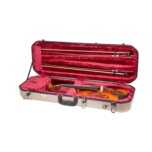 Image of Crossrock Oblong Case fits 4 /4 Full-Size Violin, Includes Interior Compartment, 2 Bow Holders, Security Lock, and Detachable Straps-Champagne (CRA860VFCH-R)