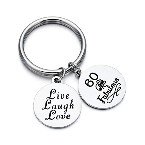 Happy Birthday Gift 30th 40th 50th 60th Charms Key Ring for Key Holder Stainless Steel Key Chain 3cm (60th)