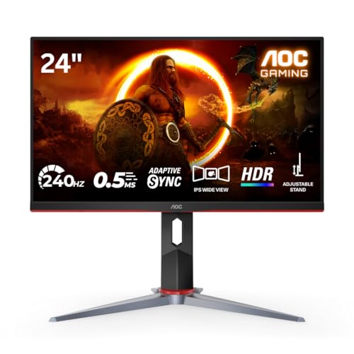 AOC 24G2Z 23.8" Gaming Monitor Full HD, 240Hz, 0.5ms, Flicker-Free, Anti Glare Screen, 350 nits Brightness, Free sync Premium, Minimal Bezel, 6 Game M