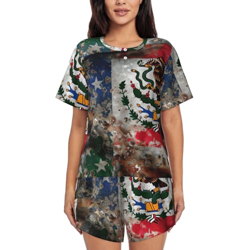 Pijama de manga corta para mujer ropa de dormir mexicana americana