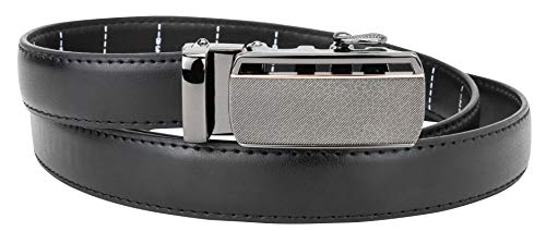 Women's Leather Ratchet Belt, Trim to Fit 18"- 44" Waist, No Holes, Packed in a Gift Box (W720X Black, 25mm Wide)3