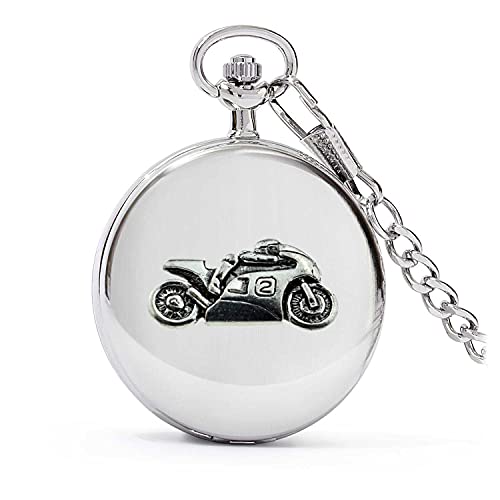 Montre de poche gousset quartz p2 moto cadeau homme avec coffret argent