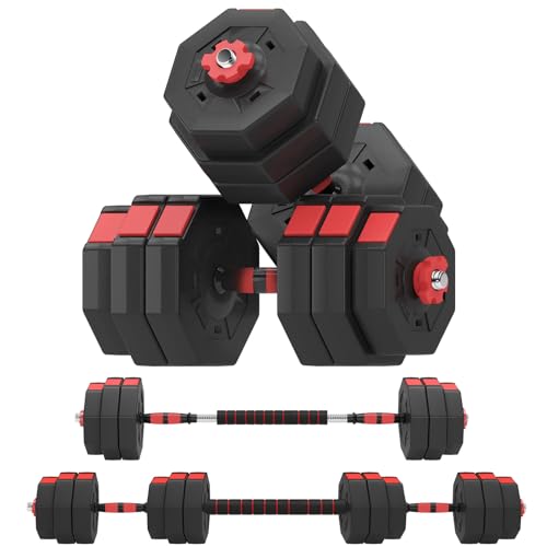 SogesPower Adjustable Weights Dumbbells Set,55LB Free Weight Dumbbells Set with Connector, 3 in 1 Adjustable Weights Set for Home Gym Used as Dumbbell Barbell Push up Stand, Fitness Exercises Training