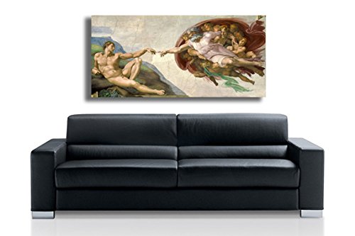 Quadro MICHELANGELO BUONARROTI La creazione di Adamo ed Eva - RIPRODUZIONE STAMPA SU TELA Quadri Moderni Moderno Arte Astratto Cucina Soggiorno Camera da letto printerland.it (50x100 cm)