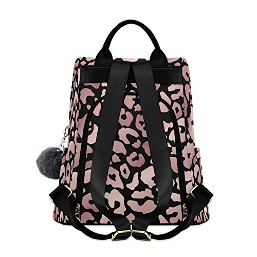 Image of ALAZA Rose Gold Leopard Print Pink Cheetah Animal Backpack Purse for Women Anti Theft Fashion Back Pack Shoulder Bag