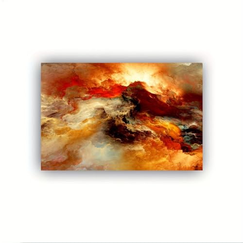 Peinture sur toile abstraite paysage nuages orange déco murale chambre