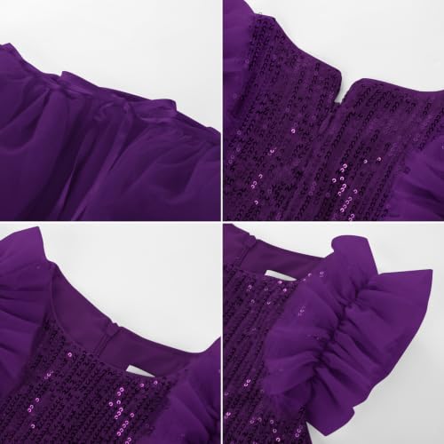 Image of GRACE KARIN Girls Sequin Formal Pageant Fancy Party Ruffle Prom Maxi Dress