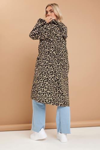 Yours Curve Women's Plus Size Leopard Print Longline Parka Jacket Brown3