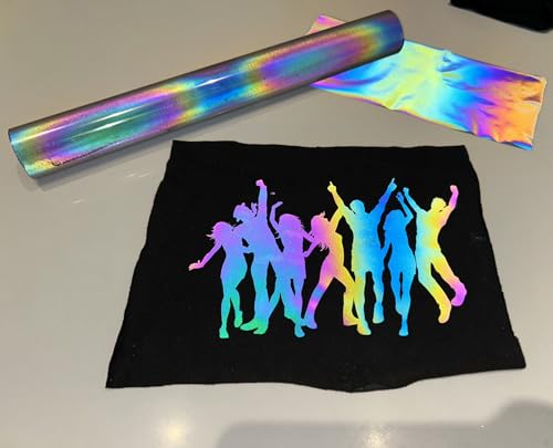 Image of Reflective Heat Transfer Vinyl Reflective Rainbow HTV Vinyl Rolls 12inch x 6feet Iron on Vinyl for Cricut, T-Shirts DIY Design, Silhouette Cameo & Heat Press Machine(Reflective Rainbow