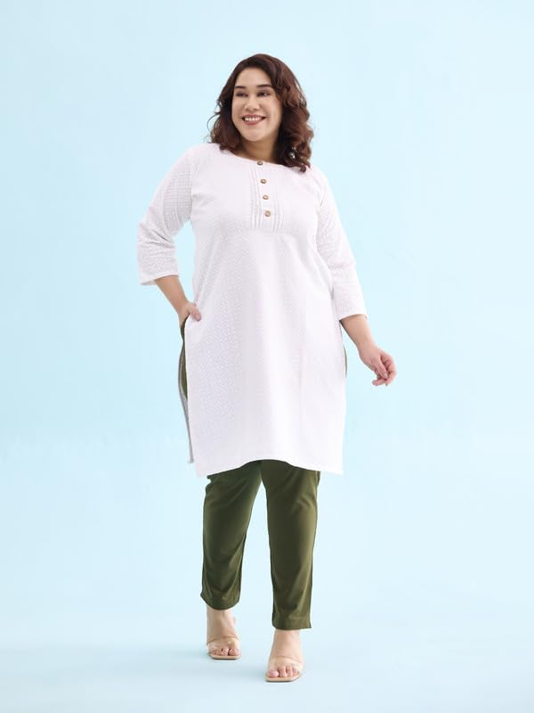 Image of GO COLORS Soft Cotton Stretch Kurti Pants Full Length for Women| Breathable, Mid Rise