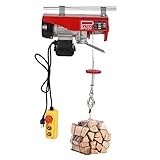 Electric Hoist, 250kg 110V Mini Electric Winch, Steel Electric Lift with Emergency Stop Remote Control, Single/Double Slings for Lifting Operations in Factories, Warehouses and Construction Sites