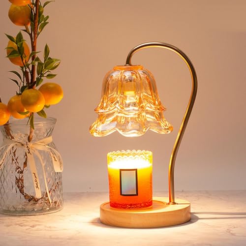 Duqulle Lampe Chauffe-Bougie avec Variateur | Chauffe-Bougie Électrique Réglable | Fondoir À Bougies avec 2 Ampoules | Lampe Chauffe-Bougie pour Bougie en Pot, Bougie Parfumée sans Flamme