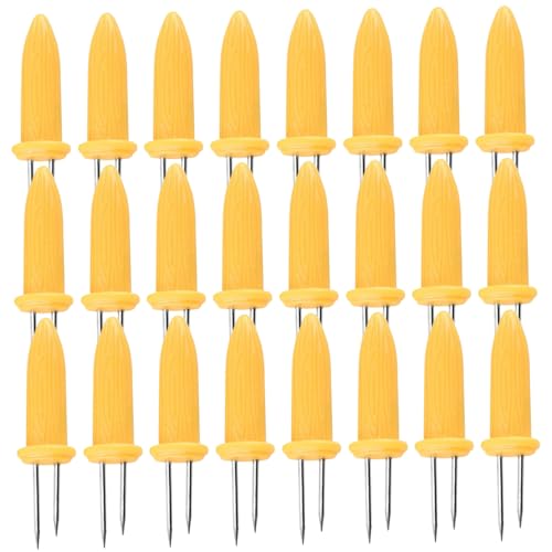 24 pezzi Porta pannocchie Doppi perni in acciaio inox Porta pannocchie con impugnatura ergonomica in PP Porta pannocchie pratici resistenti al calore per cucinare in casa e barbecue Porta pannocchie S