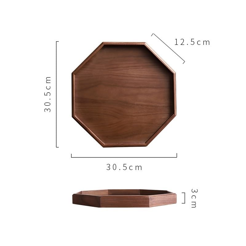 Bandejas Servir Comida Bandeja Rectangular de Madera Maciza Nogal for el hogar, portavasos, Bandeja Almacenamiento for té, Comida for Servicio Restaurante Mesa Cama | S