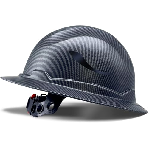 SAFEBUILDER G1E Construction Full Brim Hard Hats ANSI Class E HDPE Safety Helmet Hardhats Sunshade Industrial Head Protection (1, Matte Black Class E)