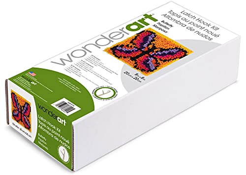 Image of WonderArt 426137 Wonderart Butterfly Latch Hook Kit, 8 inch X 8 inch