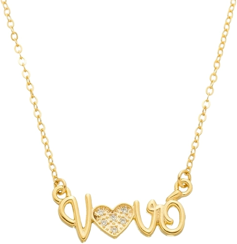 Colar Escrito Vovó com Pedras de Zircônia – Semijoia Banhada a Ouro 18K, Presente para Avó- Hipoalergênico