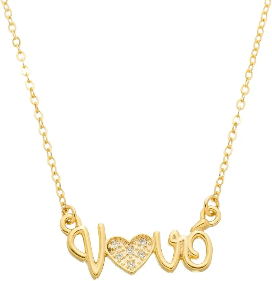 Colar Escrito Vovó com Pedras de Zircônia – Semijoia Banhada a Ouro 18K, Presente para Avó- Hipoalergênico