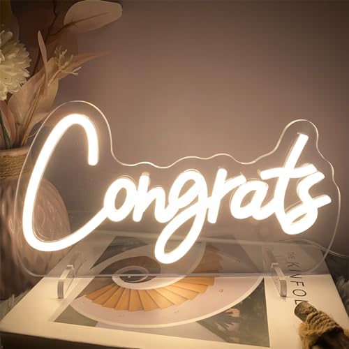 Image of Congrats Table Number Neon Sign Desk Lamp Night Light Wedding Letter LED Neon Sign Wedding Table Decorations Neon Light Shop Bedroom Home Room Decor Christmas Party Warm White USB 30x16.5 CM