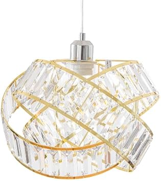 Crystal 3 Tier Interlocking Lamp Shade 31cm Gold Finish Elegant Chandelier Style Light Shade with Faceted Droplets Easy Fit for Ceiling Pendant 1