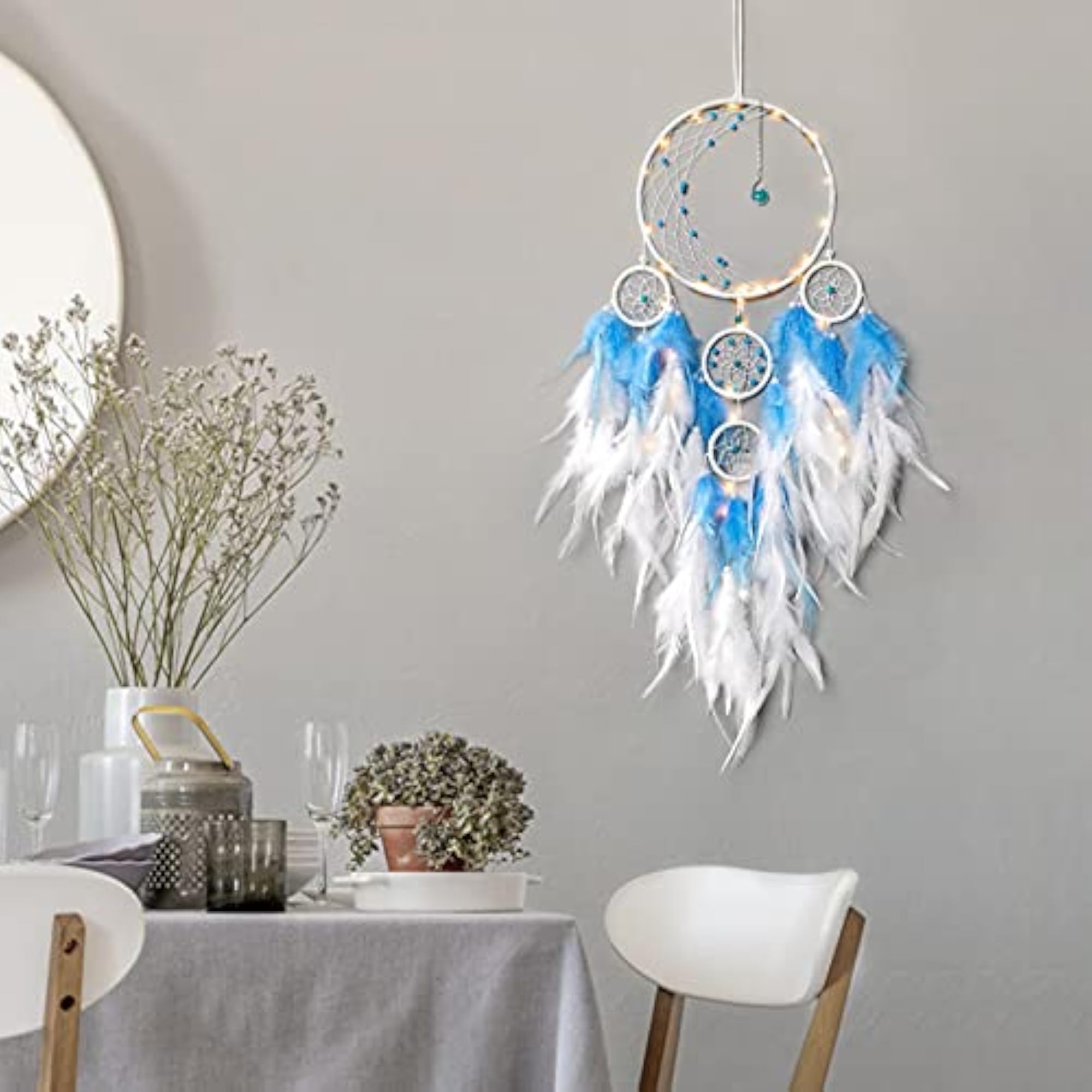 LED Light Up Dream Catcher Half Circle Moon Decor
