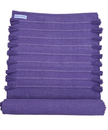 Jaipur art & Rugs Organic Cotton Yoga Mat - Eco-Friendly Hand-Woven Rug - Non Slip & Thick (24”x72”x5mm) for Everyday Fitness at Home - Comfortable Extra-Long