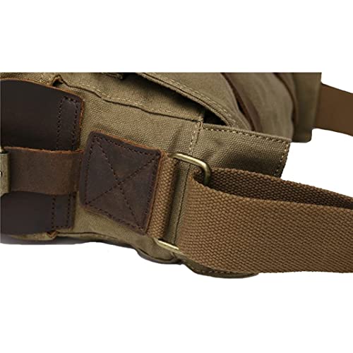 Bolso bandolera de cuero y lona 32cm verde militar miniatura 2