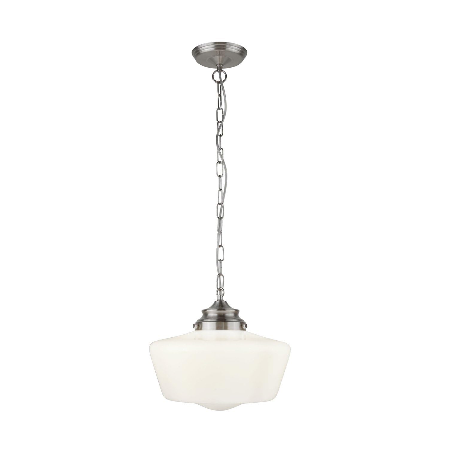 Ceiling Light Silver School House Satin Searchlight 8071-1SS