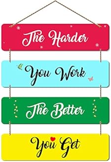 Artvibes The Harder You Work The Better You Get MDF Wood Wall Hanger Ornaments | Quotes Decor Item | Motivational Wall Decor | Wall Poster | Graphic Art | Office Wall Decoration Items (WH_5108NN)
