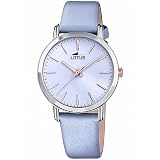LOTUS Reloj Mujer Analógico de Cuero Azul - Movimiento de Cuarzo - Cristal Mineral de Alta Resistencia - Resistente al Agua 5 ATM - Elegante, Clásico y Vintage 18738/3 - Minimalist for Her