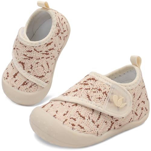 Image of FEETCITY Baby First Walking Shoes Wide Baby Shoes Infant Sneakers Newborn Crib Shoe Barefoot Lightweight Slip On Shoe