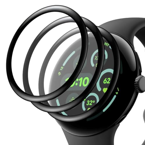 Zerrshoo 3 Piezas Protector de Pantalla para Google Pixel Watch 3 45mm, Cubierta completa curvada en 3D, [No es de Cristal Templado] Anti-Arañazos HD Transparente Película Protectora