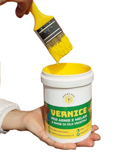 Mondo Ape Vernice Ecologica per Arnie e Melari,100% Naturale a Base di Oli Vegetali, Olio di Lino - Apicoltura Giallo