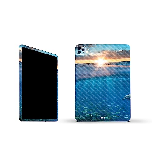 Image of MightySkins Carbon Fiber Skin Compatible with Apple iPad Pro 11 inch M2 4th Gen (2022) Full Wrap Kit - Tranquil Swim | Protective, Durable Textured Carbon Fiber Finish | Easy to Apply | Made in The USA