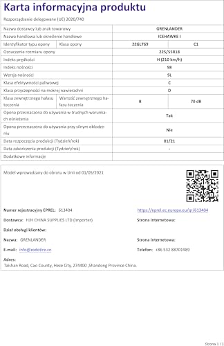 Grenlander - 225/55 R18 Tl 98H Icehawke I Bsw M+S 3PMSF – Pneumatici Invernali - 4