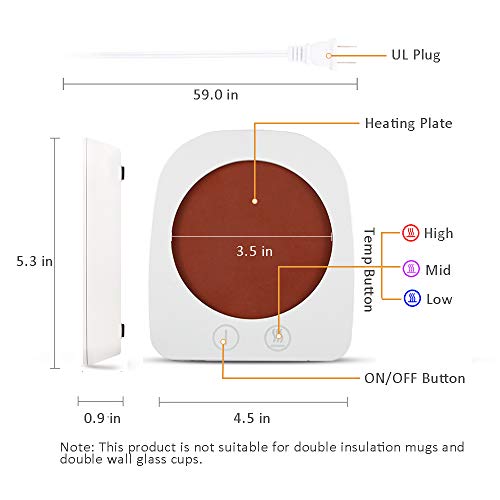 Vobaga Coffee Warmer & Mug Warmer For Home Office Home Desk Use, 20W Electric Cup Beverage Warmer Plate With 3 Temperature Settings For Tea, Water, Cocoa, Soup With Auto Shut Off After 4 Hours #TOP5