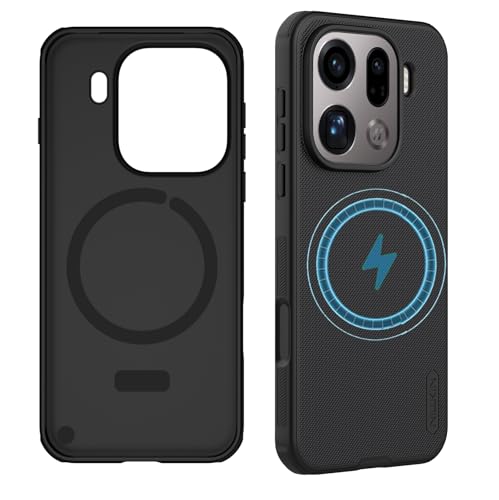 for Oppo Find X9 Pro�̂��߂̎��C�P�[�X�AMagSafe�̃X�����t�B�b�g�Ɍ݊���������A�_�t����ꂽ�t���X�g�}�b�gPC�o�b�N�J�o�[TPU�o���p�[�R�[�i�[�G�A�o�b�O�h�Ռ� (�u���b�N)