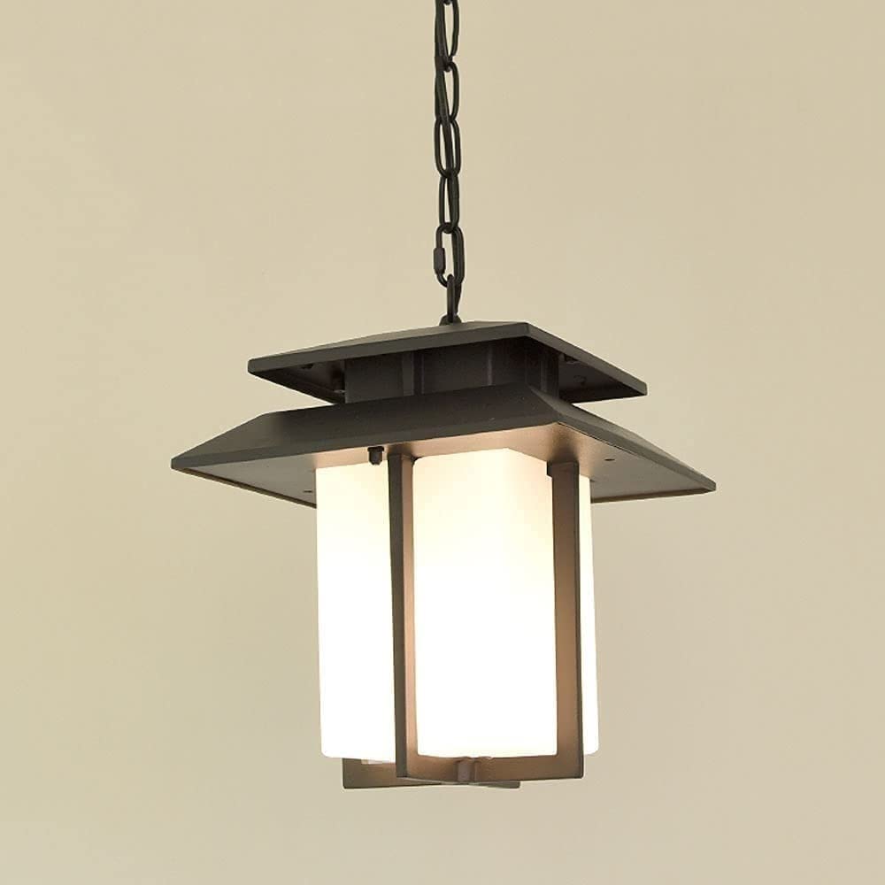 KXEcoLife E27 Frosted Glass Lantern Outdoor Pendant Light Japanese Style Waterproof Hanging Lamp Patio Garden Corridor Decorative Lighting Aisle Villa Park Chandelier