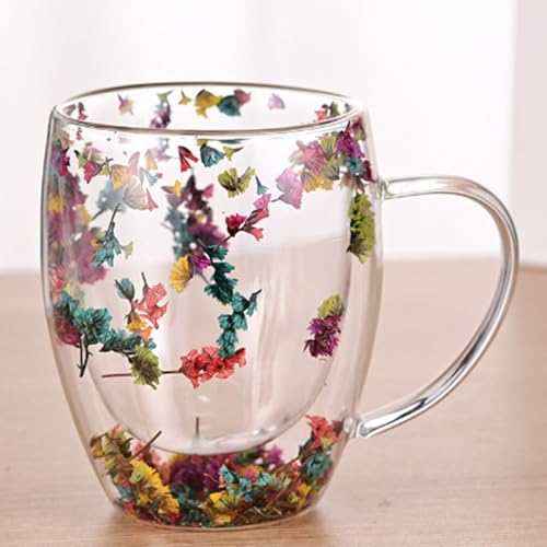 Rellenos de flores secas en vasos de vidrio de doble pared aislantes 6