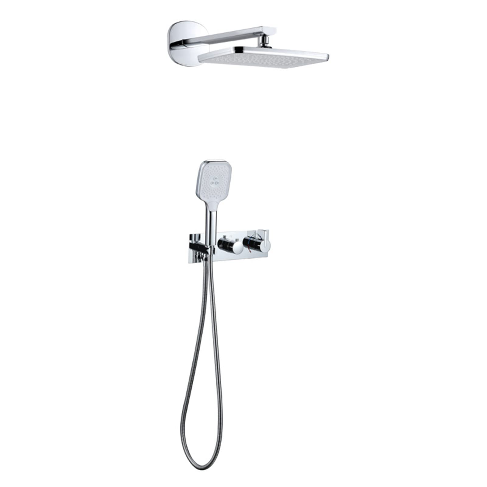 OZBMA Shower Mixer, Concealed Mixer Set Taps Wall Mounted ABS Overhead Head (Chrome)