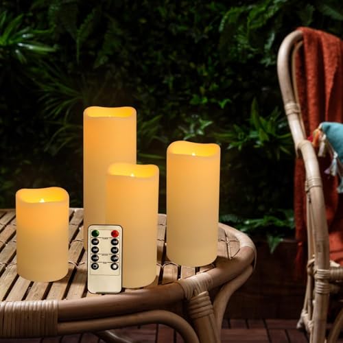 Image of Enpornk Set of 96 Flameless Led Battery Opeated (D2.2'' x H4''5''6'') Waterproof Indoor Outdoor Candles with 10-Key Remotes and Cycling 24 Hours Timer