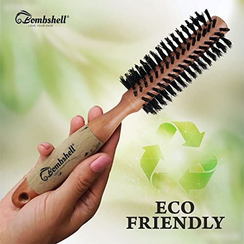 Bombshell Birch Wood Round Brush - 1.75in Width, 10in Length, Boar Bristle, Natural Wood Handle, Sustainable Material, Hair Brush for Styling, Blow Out, and Curling