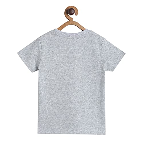 Image of miniklub Boys Grey Yellow Printed Cotton Pure Cotton T-Shirt