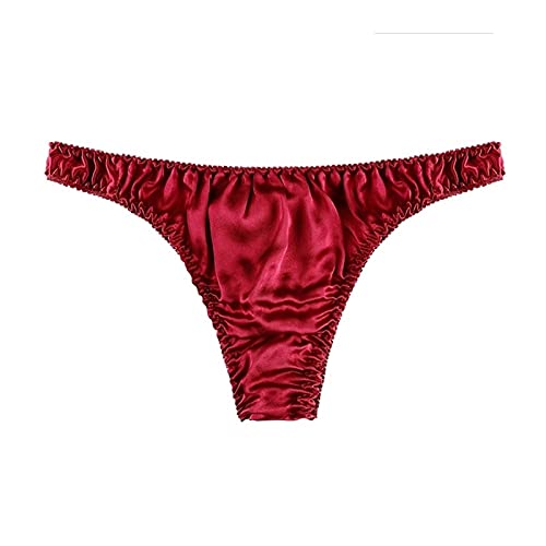 YINGJUN-DRESS Herren Neuheit Kostüme Männer Satin Seide Unterwäsche Wäschereien Niedrige Taille T Zurück G Saiten und Tangas Höschen (Color : Red, Size : XXL) Cover