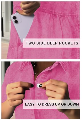 Image of Women's Denim Dress for Women Cute Blue Babydoll Denim Shirt Dress Denim Dress with Pockets