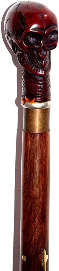 Miniatura 3 de Bastón humano cráneo elegante ceremonia vintage para ortopédico unisex robusto (rojo)
