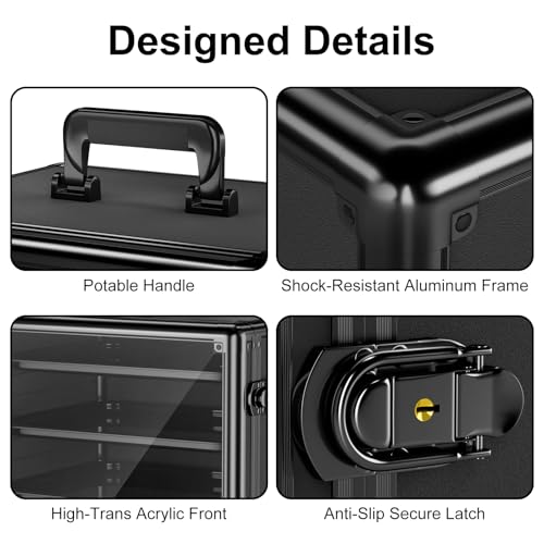 Image of Vitula Miniatures Carrying Case, Large Capacity Miniature Storage Display Cases for Collectibles, with 5 Trays, Portable Figure Display Case for Miniature Storage & Carrying (L)