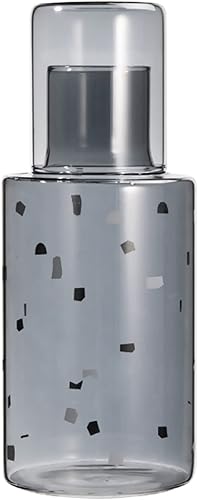 RockTrend Simple Glass - Jarra de agua nocturna con vaso, jarra y taza de noche, color gris, 33 onzas