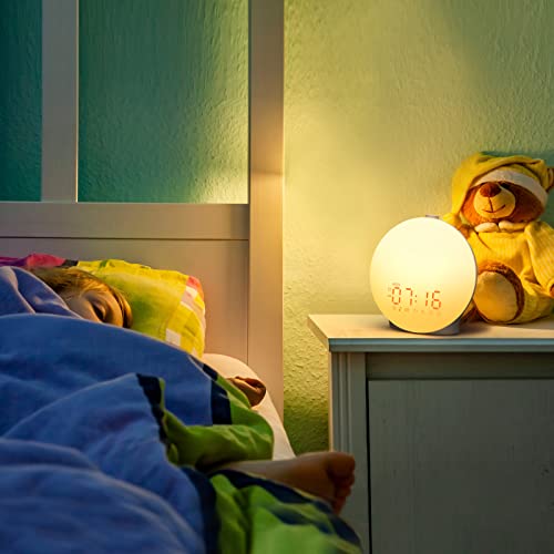 Exlush Wake Up Light Sunrise Simulation Alarm Clock, Aurora Light For Kids, Heavy Sleepers, Sleep Aid, Dual Alarms, Fm Radio, Snooze, Nightlight, Daylight, Natural Sounds, Ideal For Gift #TOP2