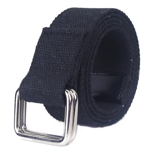 Men & Women Canvas Belt Web Belt Leisure Wear Dress Belt with Silver Double Ring 1.50